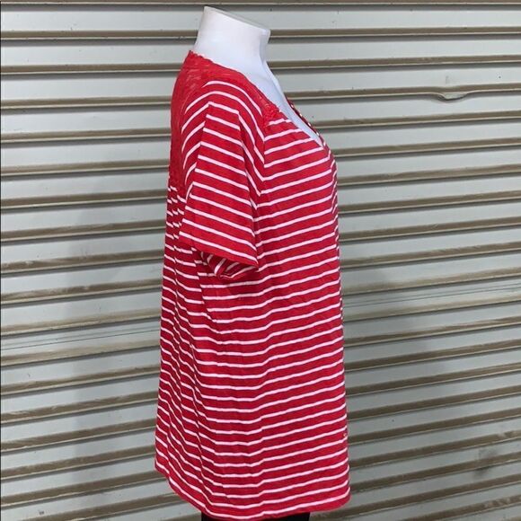 Laura Scott cotton blend red / white stripped top - Picture 4 of 7